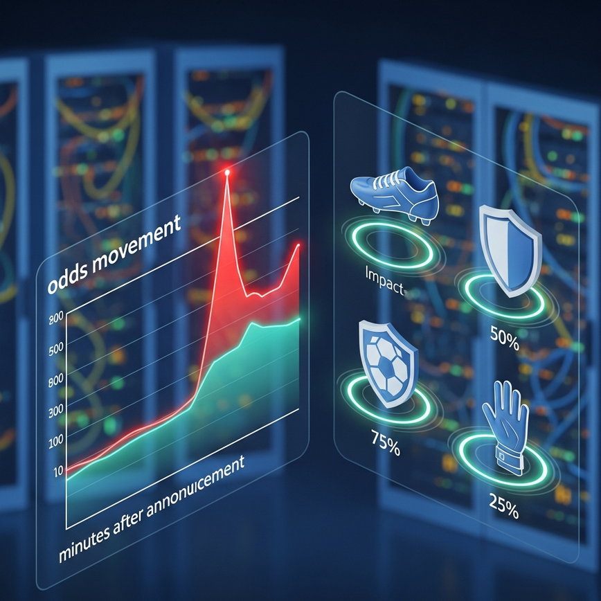 图示了“了解伤情对博彩市场的影响”部分所讨论的即时市场反应以及影响博彩市场的不同伤情类型。