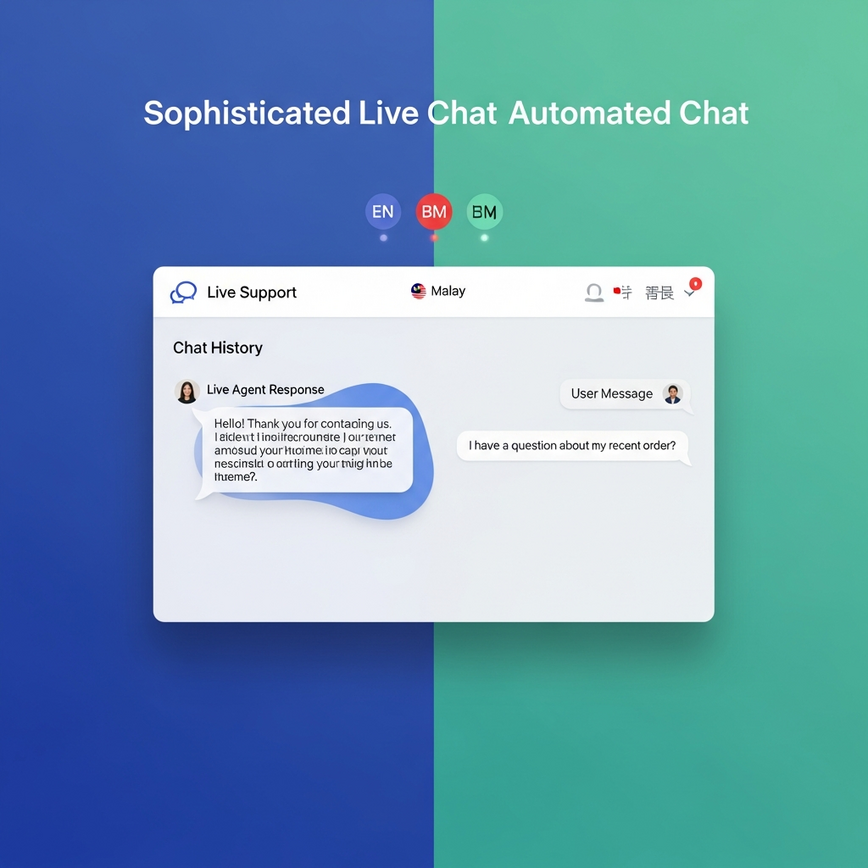 Illustrates the distinction between genuine live agent support and automated systems, highlighting the importance of multilingual capabilities for Malaysian players.