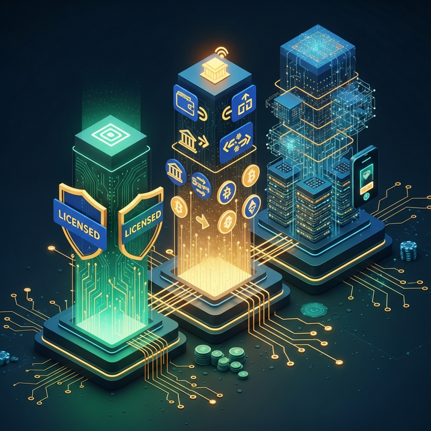 Illustrates the key survival factors for long-term successful online casinos: licensing legitimacy, financial stability, and advanced technology infrastructure.