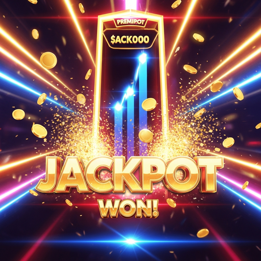 To visually represent the excitement and potential of hitting a progressive jackpot in an online slot game, highlighting the 'Jackpot Won!' moment.
