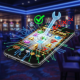 A smartphone displaying a vibrant online slot game with digital troubleshooting icons like a wrench and green checkmark, symbolizing mobile casino issue resolution and optimal performance.