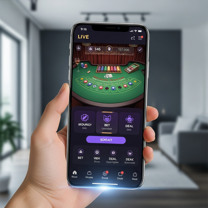 To demonstrate the seamless integration and optimized user experience of live casino games on mobile devices, highlighting portrait mode and touch-optimized interfaces.
