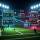 Dynamic digital interface representing online sports and esports betting in Malaysia, featuring football odds, esports game graphics, and high-stakes data visualizations on a premium platform.