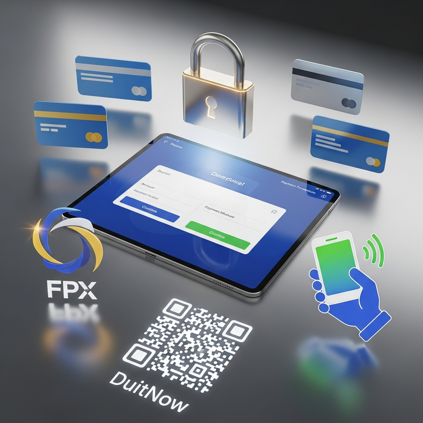 Depicts secure and convenient Malaysian payment methods for online esports betting, emphasizing trust and ease of use.