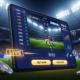 Sleek online sports betting platform interface showing live EPL match odds and 'GMT+8 Malaysia Time' over a blurred football stadium, representing exciting Malaysian EPL betting.