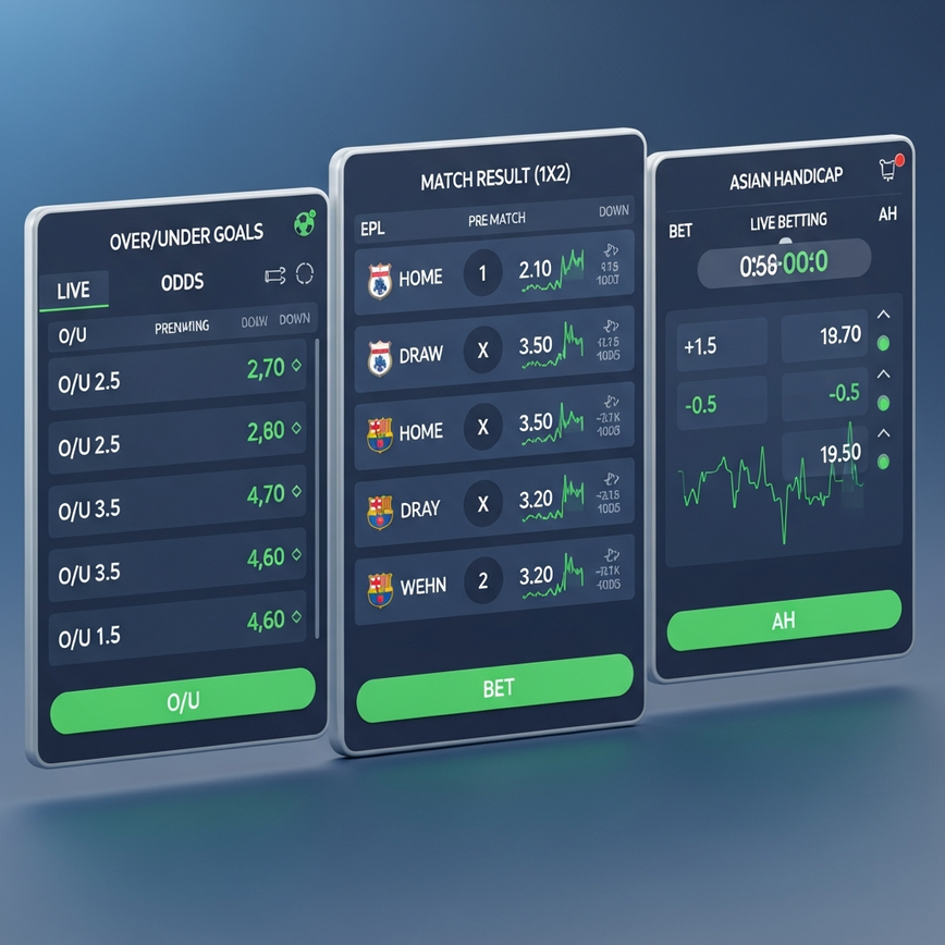 Illustrates the concept of comparing live odds and different betting markets for EPL matches, highlighting strategic betting opportunities.