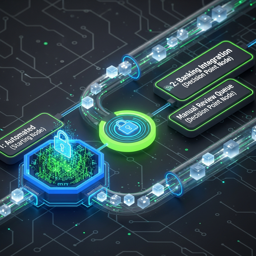 Illustrates the automated verification and security stages of the withdrawal process, showing data flow and security checks.