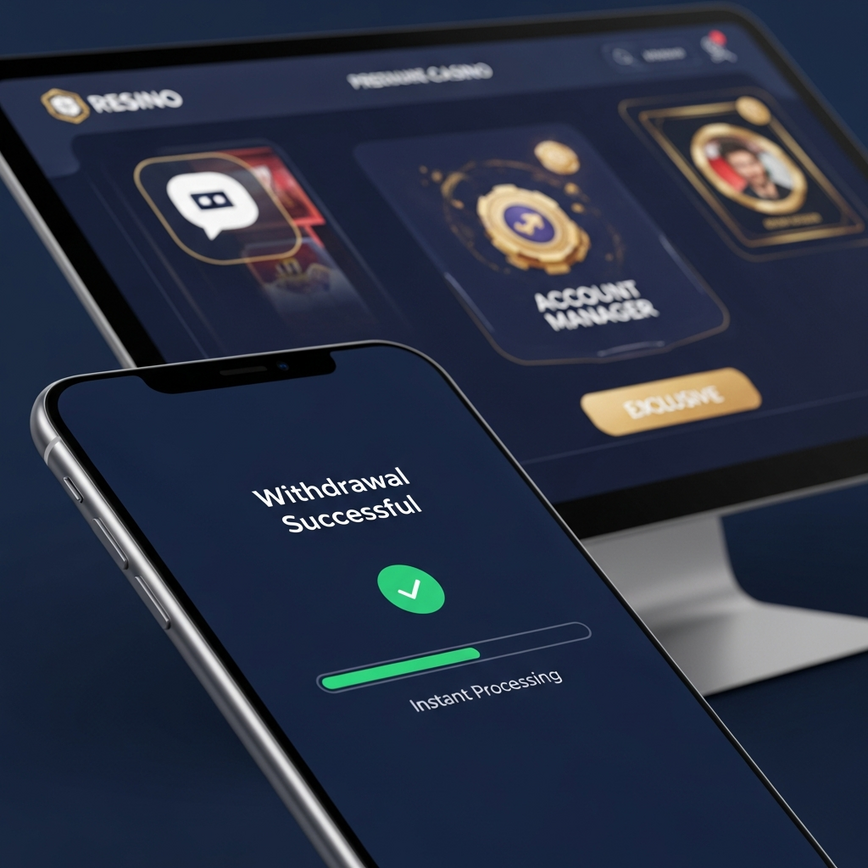 Highlights the key VIP benefits of accelerated withdrawal speeds and dedicated account management in an online casino setting.