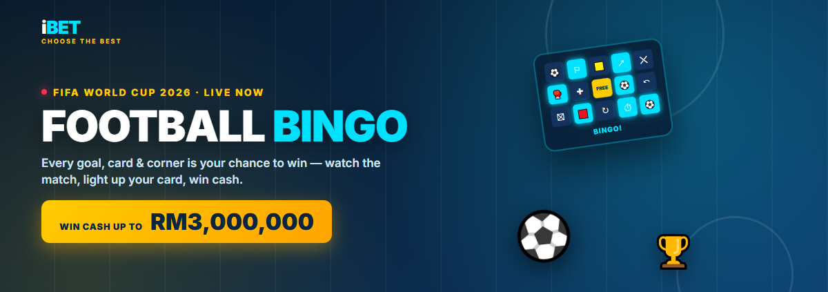 iBET Football Bingo — FIFA World Cup 2026, win cash up to RM3 Million